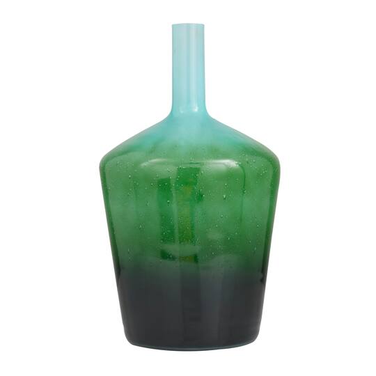 Green Glass Modern Vase, 21" x 12" x 12"